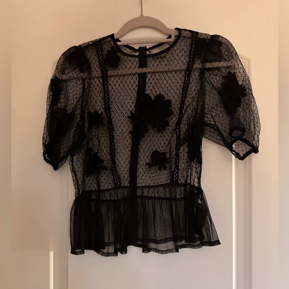 ASOS Black Sheer Lace Blouse
